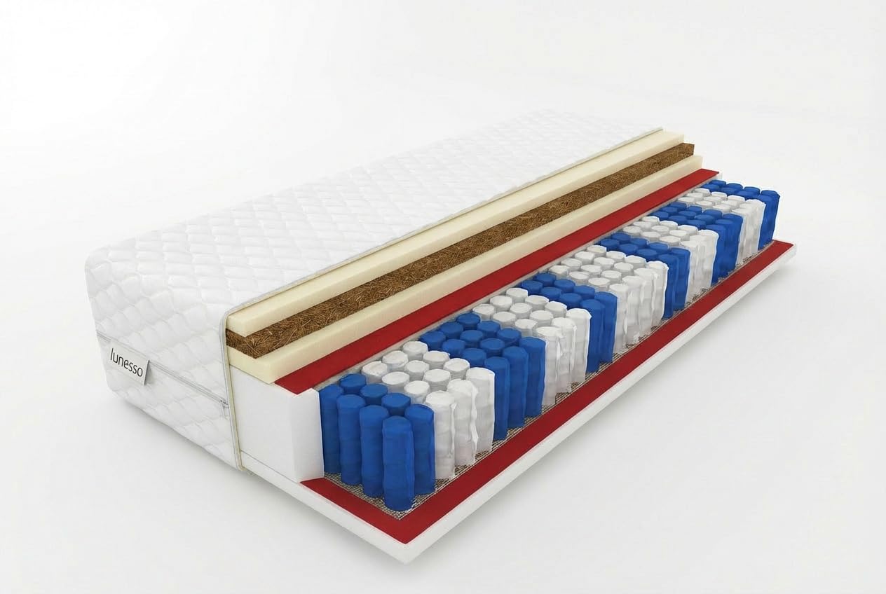 lunesso Taschenfederkernmatratze 80x200 cm H3/H4 mit Kokos – 21 cm