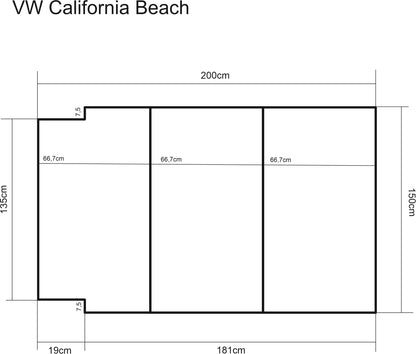 GoldenGroup Auto Matratze 200x150 cm für VW T5/T6 California