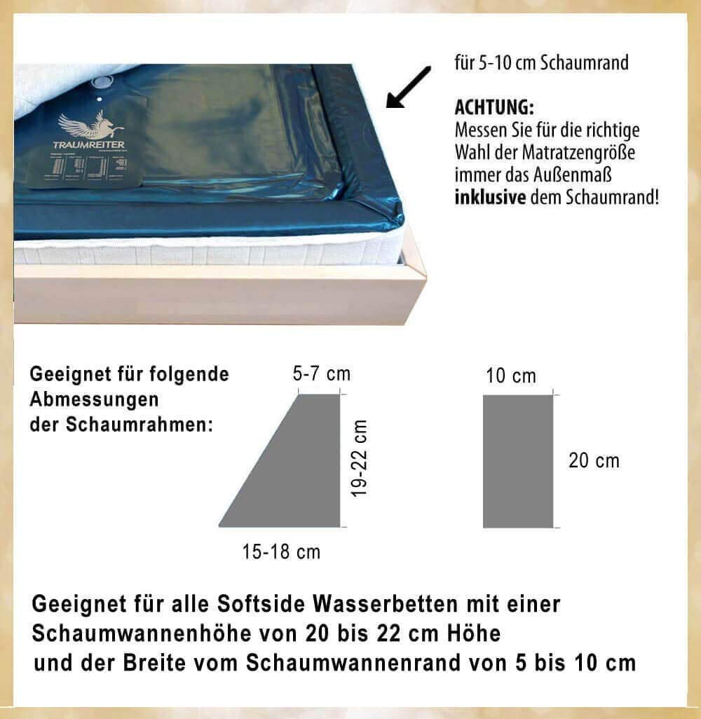 Traumreiter 1x Wasserbett Matratze Premium dual Wassermatratze 100x220 für 200x220 Softside I Wasserbettmatratze Wasserbettenmatratzen Wasserkern Water Bed Mattress MESAMOLL 2 (schwingt 3-4 Sek.)