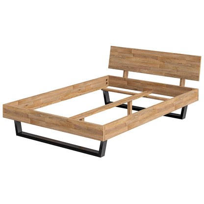 skølm Alver Massivholzbett 140x200 cm – Eiche geölt, Metallkufen
