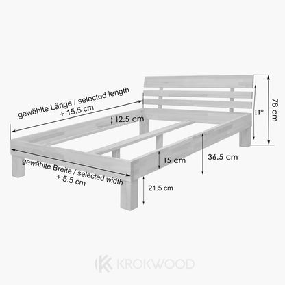 Krok Wood Massivholzbett Julia Eiche 160x200 cm – Geölt & Stabil