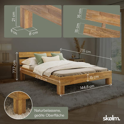 skølm Floki Massivholzbett 140x200 cm – Eiche geölt, Futonbett