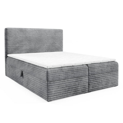 MEBLINI Boxspringbett Talia 180x200 cm H4 Grau Cord mit Bettkasten