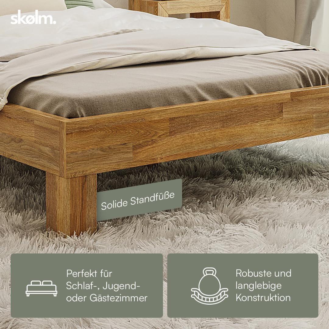 skølm Floki Massivholzbett 140x200 cm – Eiche geölt, Futonbett