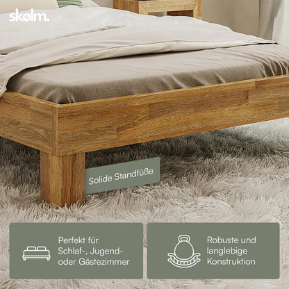skølm Floki Massivholzbett 140x200 cm – Eiche geölt, Futonbett