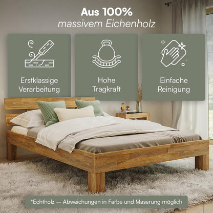 skølm Floki Massivholzbett 140x200 cm – Eiche geölt, Futonbett