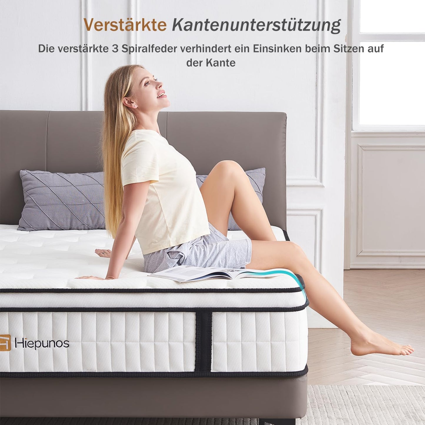 Hiepunos Taschenfederkernmatratze 180x200 cm H3 mit Memory-Schaum