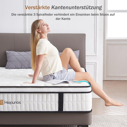 Hiepunos Taschenfederkernmatratze 180x200 cm H3 mit Memory-Schaum