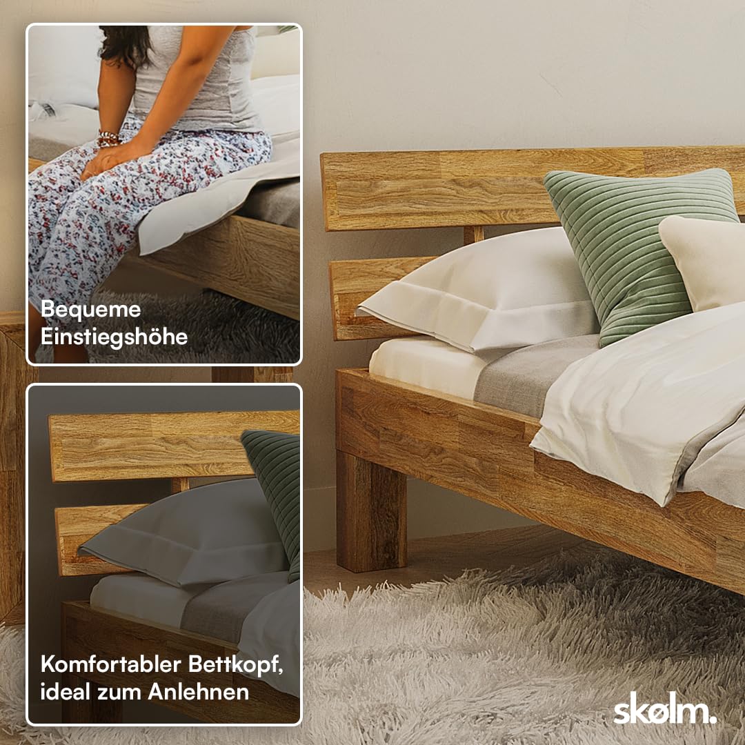 skølm Floki Massivholzbett 140x200 cm – Eiche geölt, Futonbett