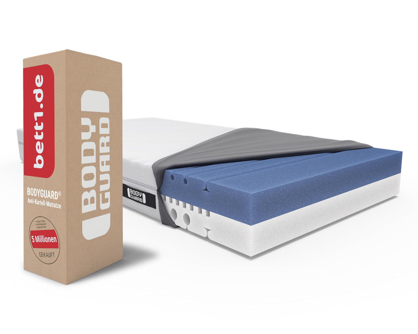 bett1 BODYGUARD Anti-Kartell-Matratze 100x200 cm 2in1 Härtegrad