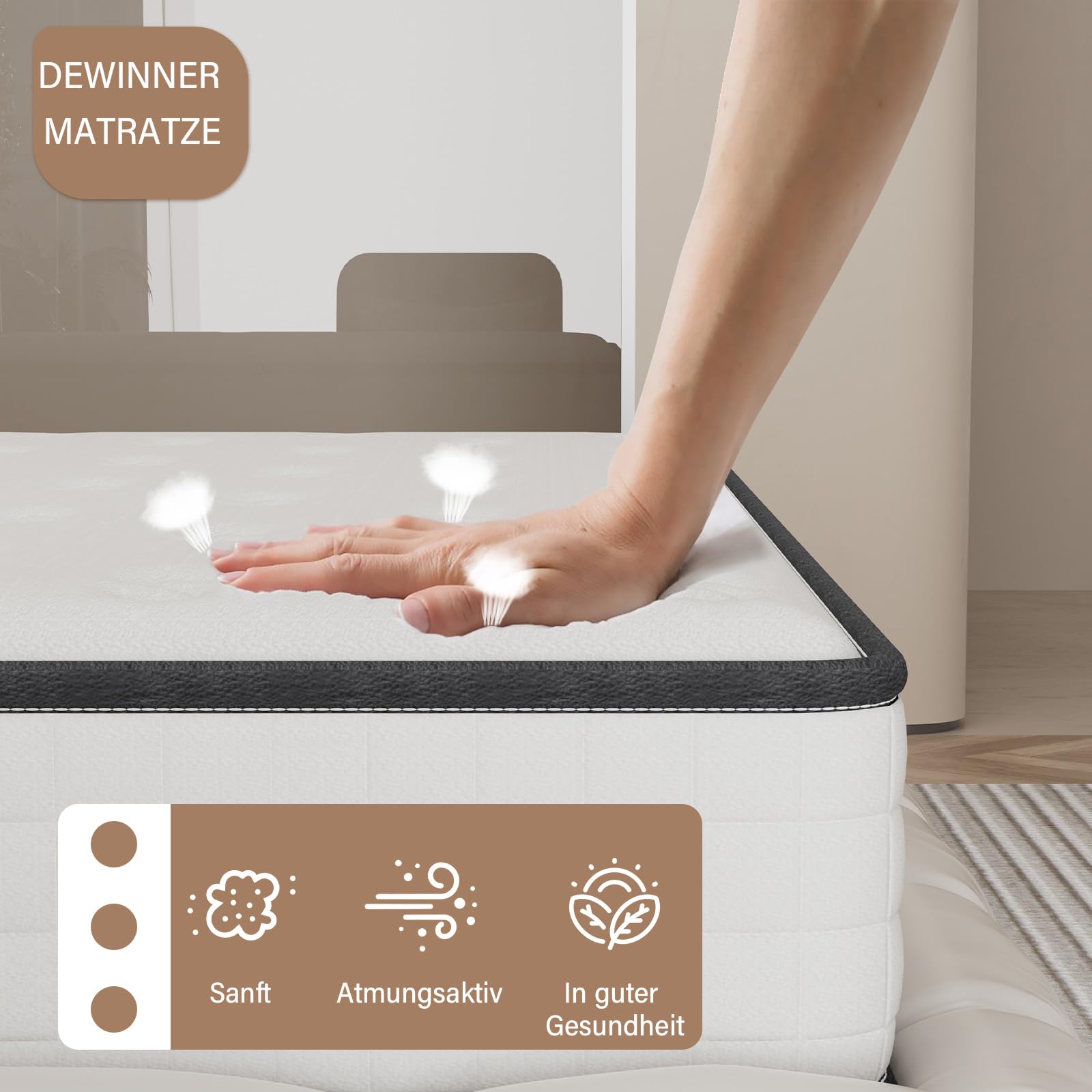 DEWINNER 140x200 cm Memoryschaum Matratze, 30 cm Hoch Schaumstoffmatratze, H2/H3 Wendematratze, Oeko-TEX 100 Zertifiziert, Atmungsaktiv, Hypoallergen & Orthopädisch