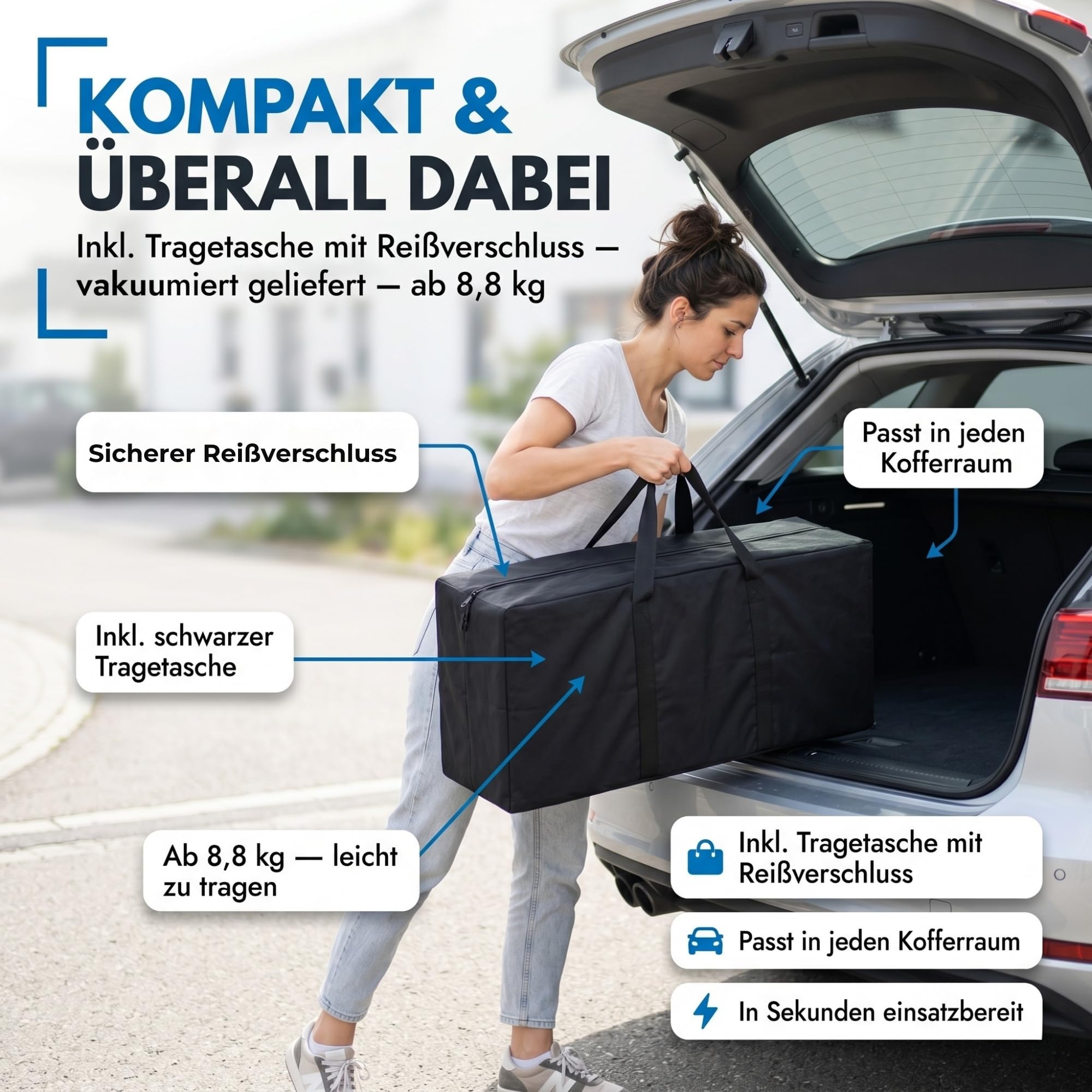 Arensberger Klappmatratze Multifold 120 x 200 cm, 15 cm Hoch | Gästebett Klappbar | Faltmatratze Camping Matratze | Gästematratze | Klappsofa | Schlafmatratze Faltbar | Bezug Abnehmbar | Gel Foam