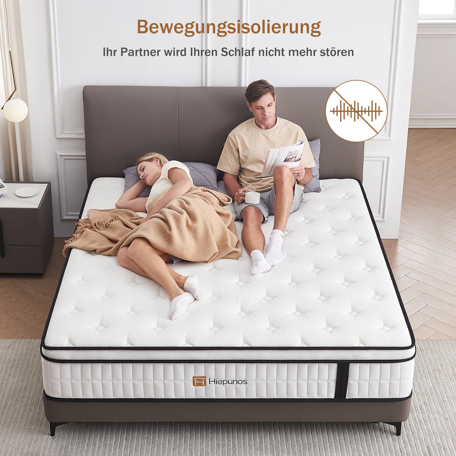 Hiepunos Matratze 180x200 cm Höhe Taschenfederkernmatratze Härtegrad H3,7 Zonen Federkernmatratze Orthopädische mit Comfort Memory-Schaum Schicht, Rückenentlastende