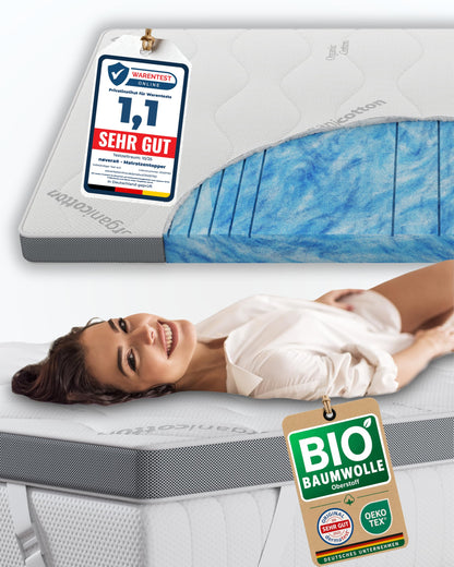 nøvera Deluxe Gel Topper 180x200 cm – Bio-Baumwolle, 7 Zonen