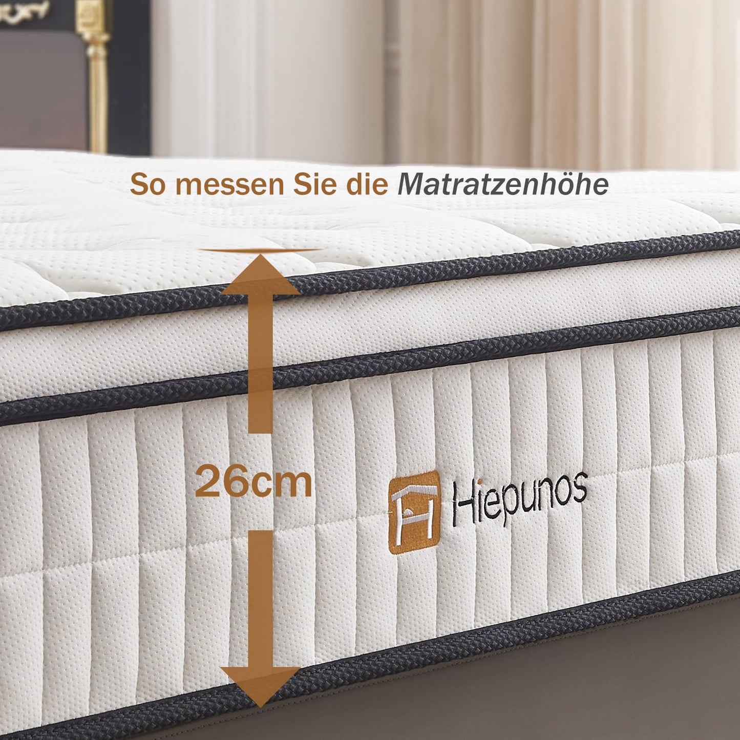 Hiepunos Taschenfederkernmatratze 180x200 cm H3 mit Memory-Schaum
