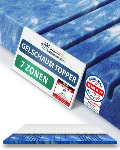 AM Qualitätsmatratzen 7-Zonen Gel Topper 180x200 cm RG50